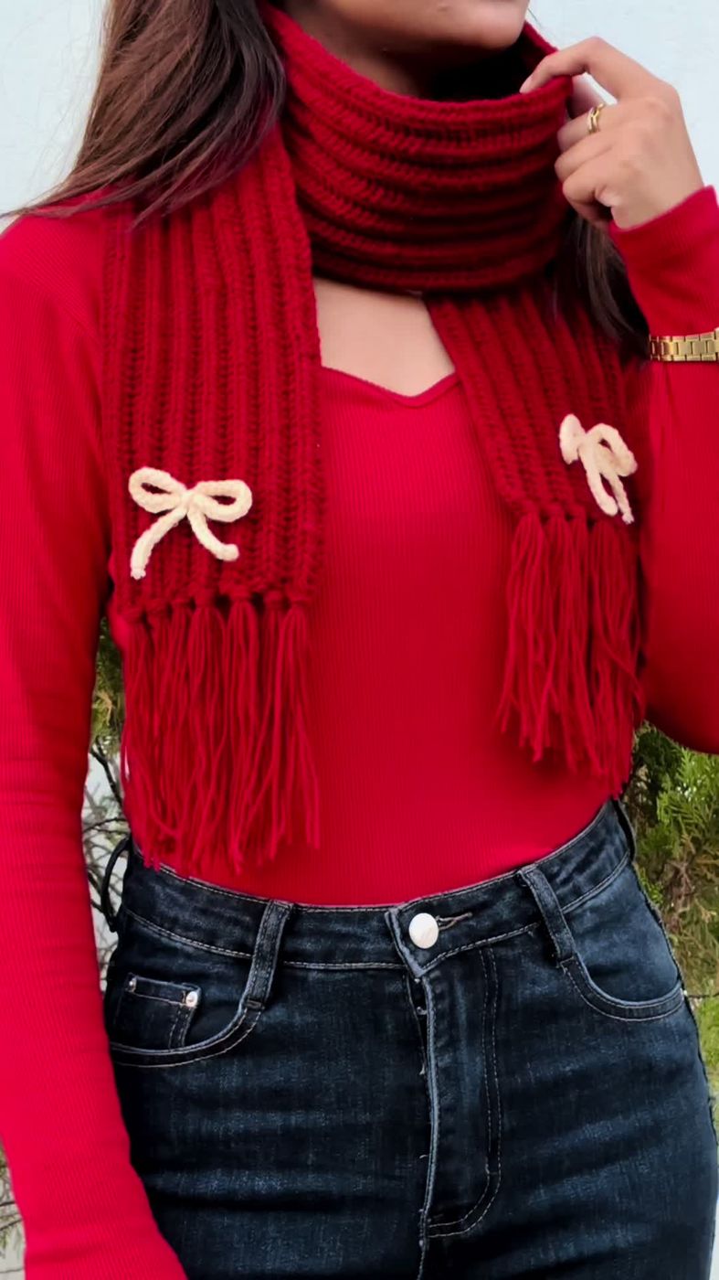 Red crochet scarf